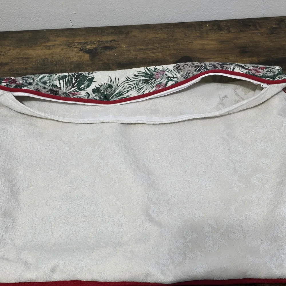 Woven Tapestry Christmas Santa Sleigh Reindeer Throw Pillow Covers Set 17x17